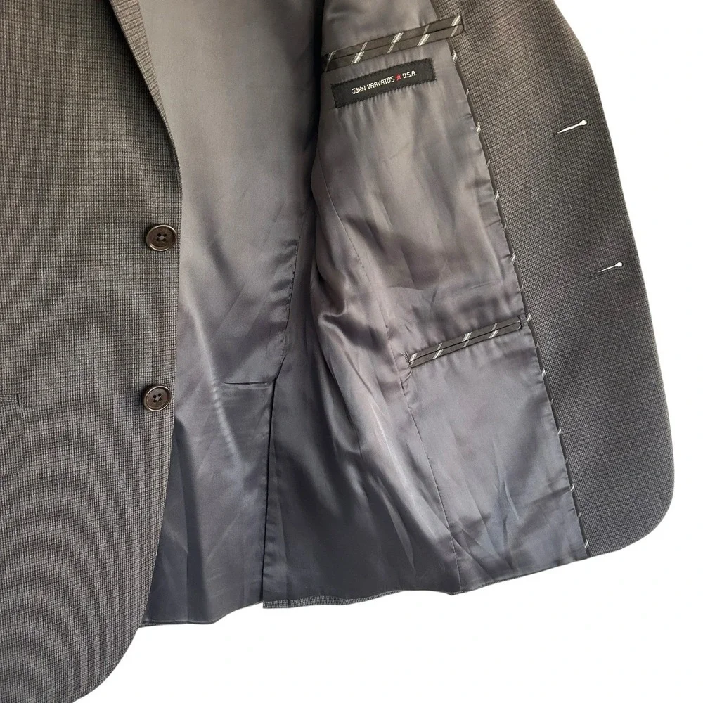 John Varvatos 38R Slim Fit Charcoal Gray Micro Weave Wool Blazer Sport Coat